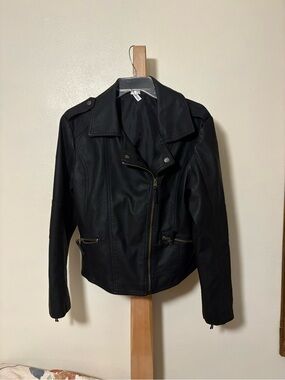 Women's Black Faux Leather Asymmetrical Zip Jacket